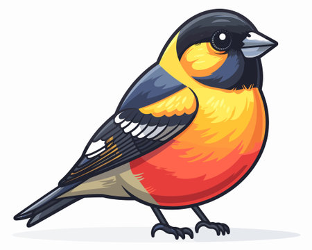 Bullfinch on white background. Vector illustration of a bird.のイラスト素材