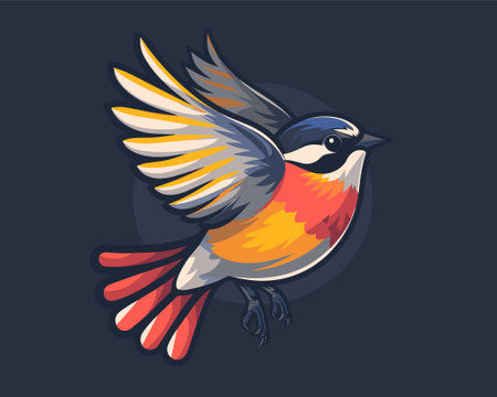 Vector illustration of a bullfinch bird. Isolated on dark background.のイラスト素材