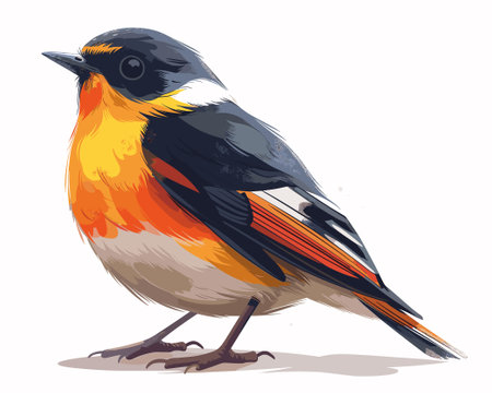 Finch bird isolated on white background. Vector illustration in cartoon style.のイラスト素材