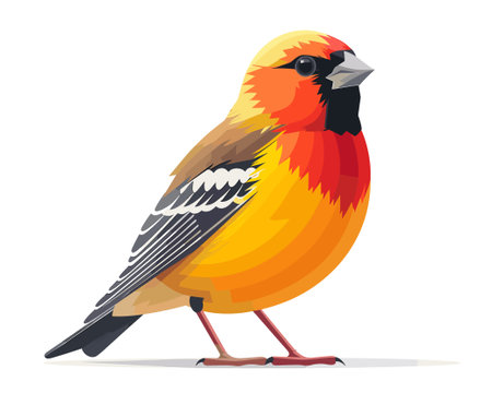 Goldfinch isolated on white background. Vector illustration in flat style.のイラスト素材