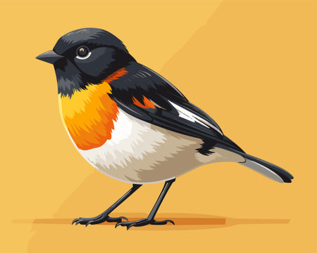 Illustration of a bird on a yellow background. Vector illustration.のイラスト素材