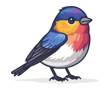 Vector illustration of a cute robin isolated on a white background.のイラスト素材
