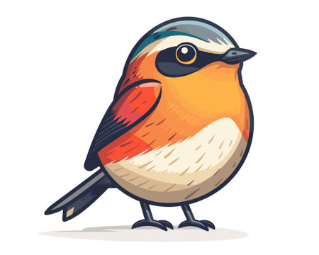 Cute bird bullfinch on white background. Vector illustration.のイラスト素材