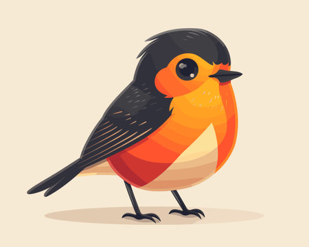 Cute little robin bird. Vector illustration in cartoon style.のイラスト素材
