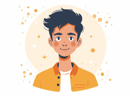Vector illustration of a young man with short hair. Cartoon style.