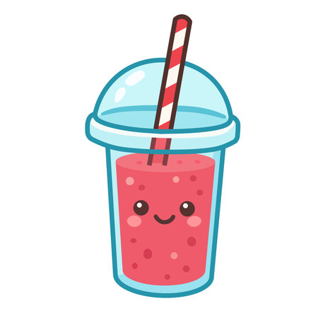 Cute cartoon smoothie in a glass with a straw. Vector illustration.のイラスト素材