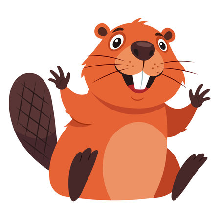 Cute cartoon beaver. Vector illustration isolated on white background.のイラスト素材