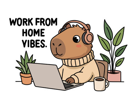 Cute capybara with heart eyes holding a red rose on a white cloud, romantic kawaii illustration for Valentine's Day, wedding greetings, and sweet emotional mascot character.のイラスト素材