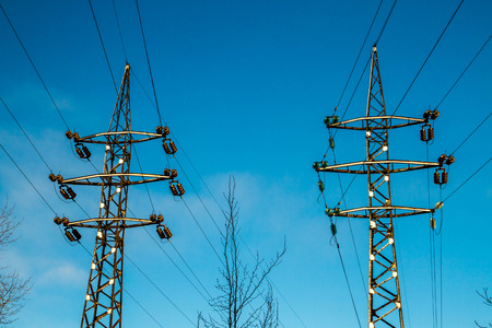 high-voltage towerの写真素材