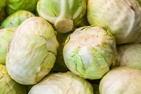 Cabbage on the counter marketの写真素材