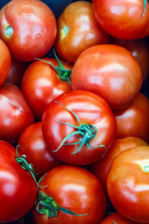 Tomatoes on the counter marketの写真素材
