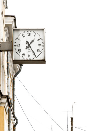 Lomonosov, St. Petersburg, Russia-February 12, 2015.The clock on the station building of Lomonosov St. Petersburgのeditorial素材