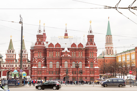 Moscow, Russia, March 7, 2015. Historical Museum on red square.のeditorial素材
