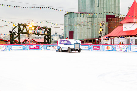 Moscow, Russia, March 7, 2015. The GUM skating rink on the red square.のeditorial素材