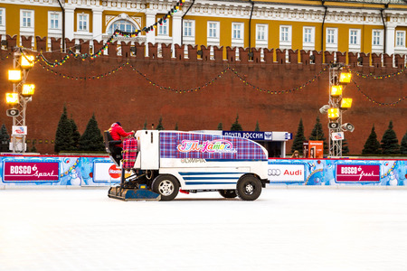 Moscow, Russia, March 7, 2015. The GUM skating rink on the red square.のeditorial素材