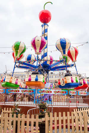 Moscow, Russia, March 7, 2015. The rides at the fair on red square.のeditorial素材