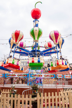 Moscow, Russia, March 7, 2015. The rides at the fair on red square.のeditorial素材
