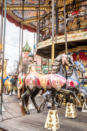 Moscow, Russia, March 7, 2015. The carousel at the fair on red square.のeditorial素材