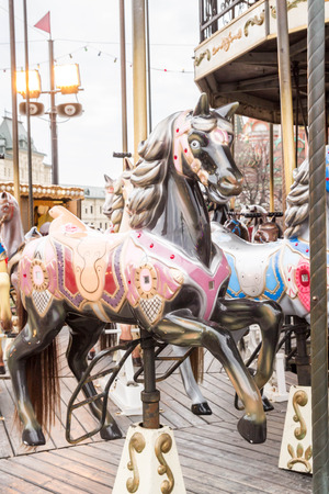Moscow, Russia, March 7, 2015. The carousel at the fair on red square.のeditorial素材