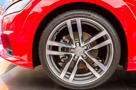 Moscow, Russia, March 7, 2015. Wheel red Audi.のeditorial素材