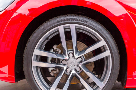 Moscow, Russia, March 7, 2015. Wheel red Audi.のeditorial素材