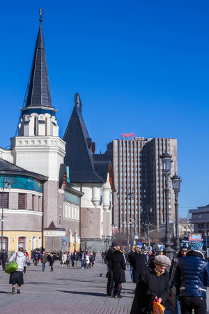 Moscow, Russia, March 13, 2015. The area of three stations.のeditorial素材