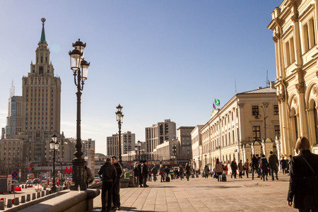 Moscow, Russia, March 13, 2015. The area of three stations.のeditorial素材