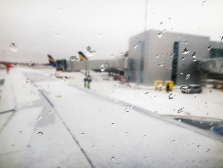 The view from the plane at the airportの写真素材