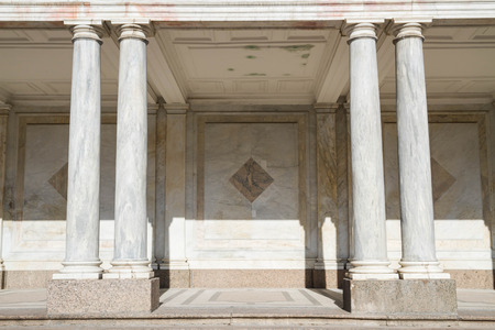 Russia, St. Petersburg, city of Petrodvorets, March 16, 2015. Pergola with columnsのeditorial素材