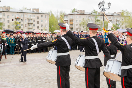 Saint Petersburg city, Lomonosov, Russia, May 8, 2015. The opening of the Stella and the laying of wreaths at the memorial day on may 9.のeditorial素材