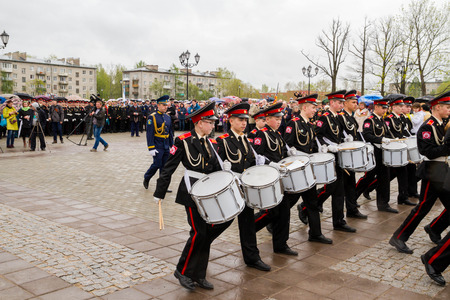 Saint Petersburg city, Lomonosov, Russia, May 8, 2015. The opening of the Stella and the laying of wreaths at the memorial day on may 9.のeditorial素材