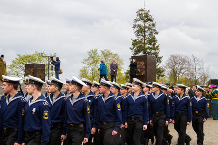 Saint Petersburg city, Lomonosov, Russia, May 8, 2015. The opening of the Stella and the laying of wreaths at the memorial day.のeditorial素材