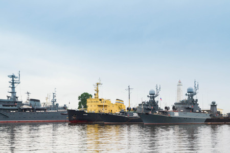 St. Petersburg, Kronshtadt, Russia, June 14, 2015. Ships in the port of Kronstadt.