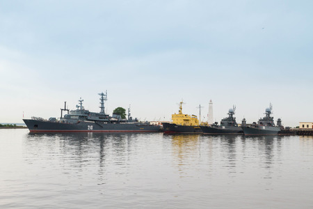 St. Petersburg, Kronshtadt, Russia, June 14, 2015. Ships in the port of Kronstadt.