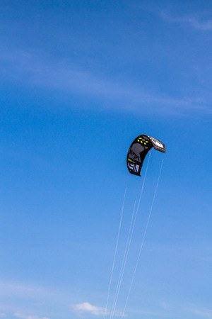 St. Petersburg, Peterhof, Russia, June 21, 2015. Windsurfing on the beach of the Big Izhora Gulf of Finland.のeditorial素材