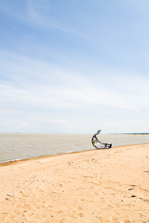 St. Petersburg, Peterhof, Russia, June 21, 2015. Windsurfing on the beach of the Big Izhora Gulf of Finland.のeditorial素材