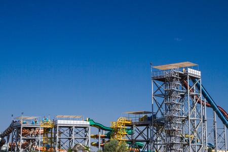 Evpatoria, Crimea, Russia, August 29, 2015. The Banana Republic water Park under the open sky.のeditorial素材