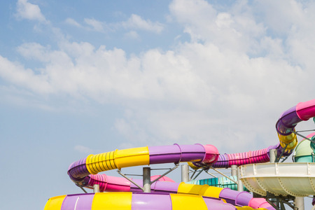 Evpatoria, Crimea, Russia, September 1, 2015. The Banana Republic water Park under the open sky.のeditorial素材