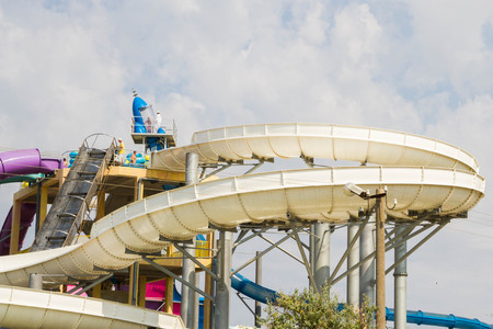 Evpatoria, Crimea, Russia, September 1, 2015. The Banana Republic water Park under the open sky.のeditorial素材