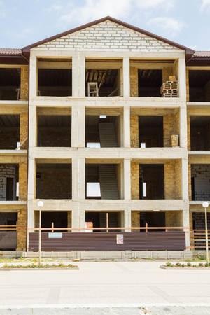 Evpatoria, Crimea, Russia, September 1, 2015. An unfinished hotel on the seafront of black sea in Crimeaのeditorial素材