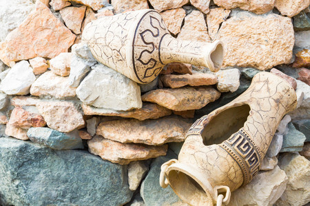 The decoration of ancient vases in stonesの写真素材