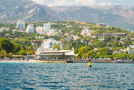Yalta, Crimea, Russia, September 3, 2015. Waterfront Black Sea city of Yalta in Crimeaのeditorial素材