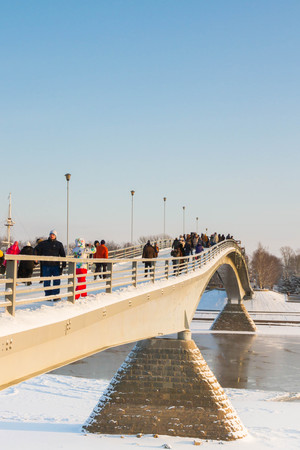the city of Veliky Novgorod, Russia, 5 January, 2016. The territory of the Novgorod Kremlin in winterのeditorial素材
