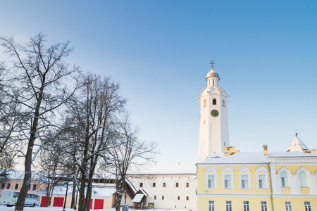 the city of Veliky Novgorod, Russia, 5 January, 2016. The territory of the Novgorod Kremlin in winterのeditorial素材