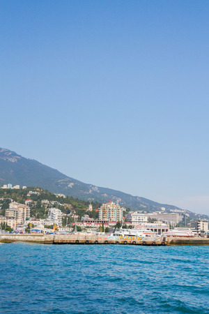 Yalta, Crimea, Russia, September 3, 2015. Waterfront Black Sea city of Yalta in Crimeaのeditorial素材