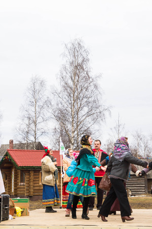 Russian village Shuvalovka Petrodvorets district Saint-Petersburg, Russia, 13 March, 2016. Traditional Russian celebration of Maslenitsa in the Russian village of Shuvalovkaのeditorial素材