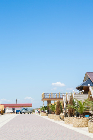 Evpatoria, Crimea, Russia, 17 Jun, 2016. Embankment of the black sea in the Crimea in the summerのeditorial素材
