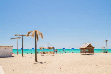 The beach of the Black sea in the Crimea in the summerの写真素材