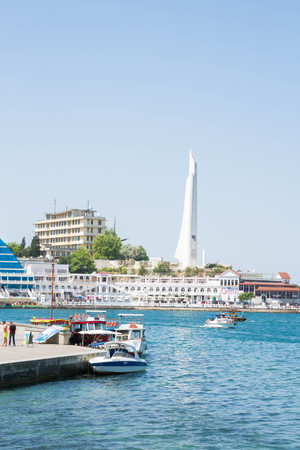 Sevastopol, Crimea, Russia, 21 Jun, 2016. Embankment of the black sea in Sevastopol in the summerのeditorial素材