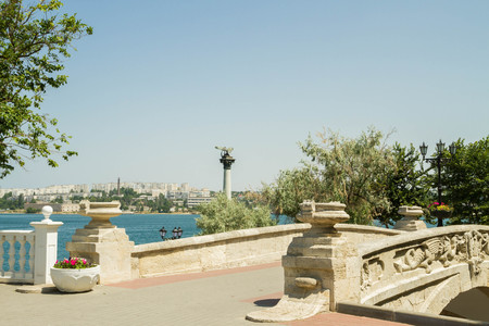 Sevastopol, Crimea, Russia, 21 Jun, 2016. Square from the black sea embankment in Sevastopolのeditorial素材